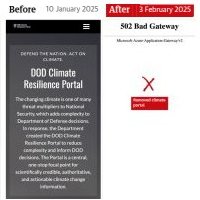 DOD climate page 2025 before and after